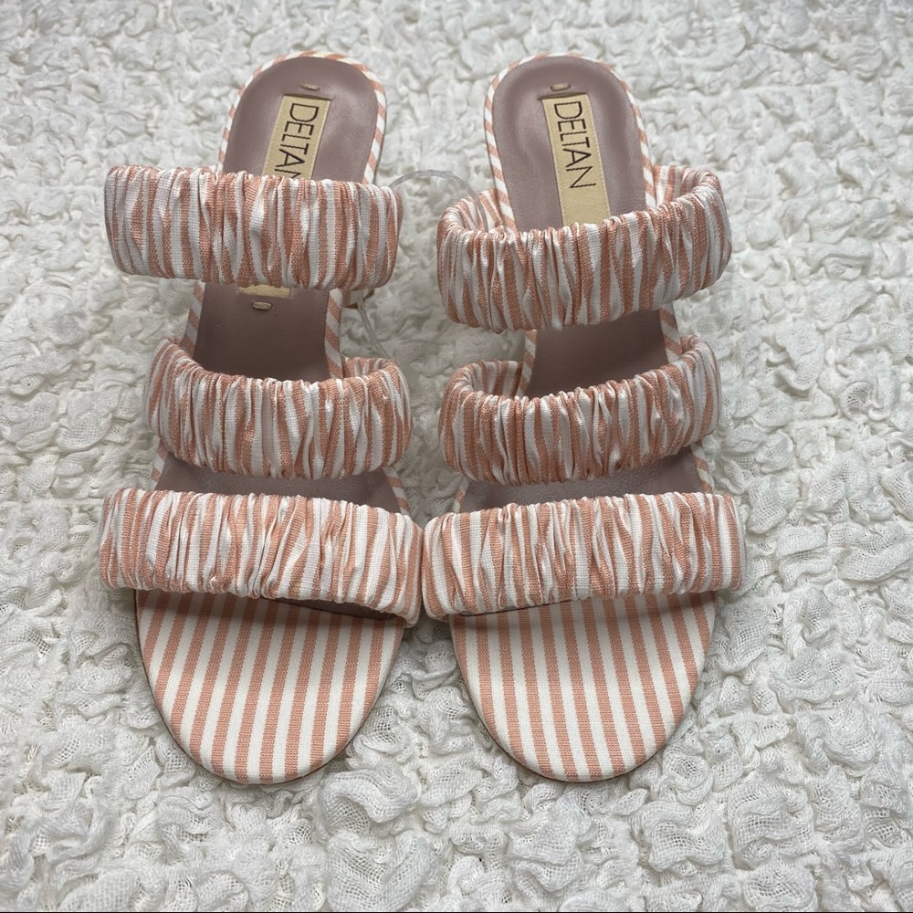 Striped Pink Ruched Triple-Strap Mule - Picture 2 of 8